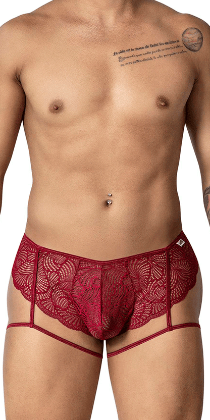 Candyman 99905 Garter Lace Briefs Burgundy