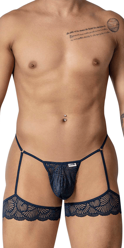 Candyman 99906 Garter Lace Thongs Navy