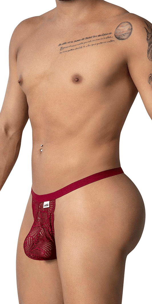 Candyman 99915 Lace Thongs Burgundy