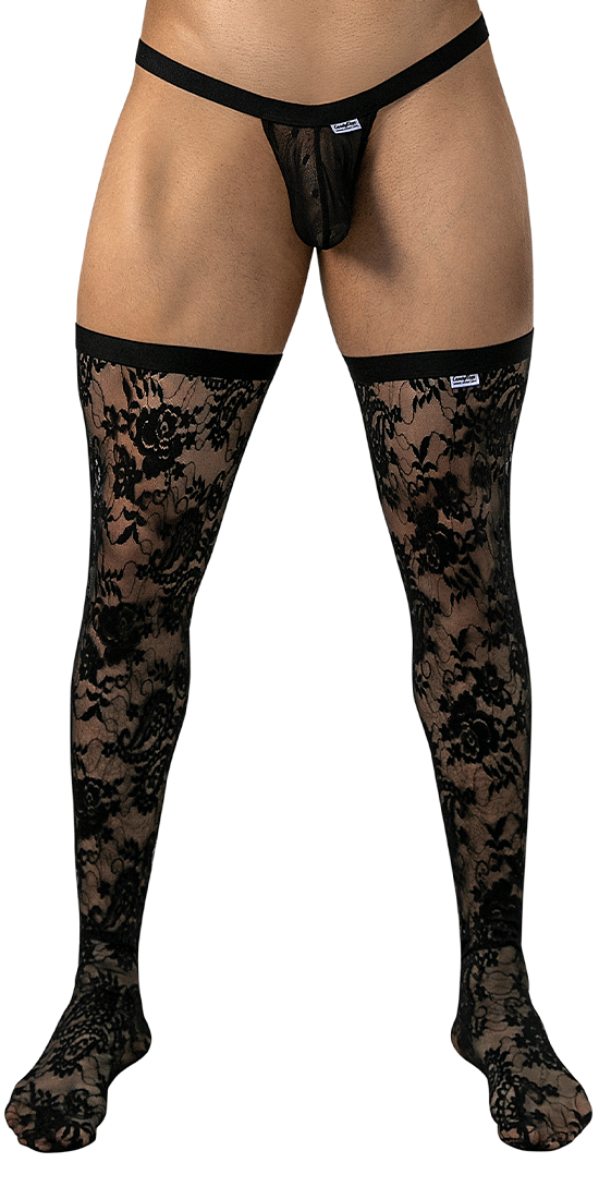 Candyman 99968 Lace Thigh Highs Black