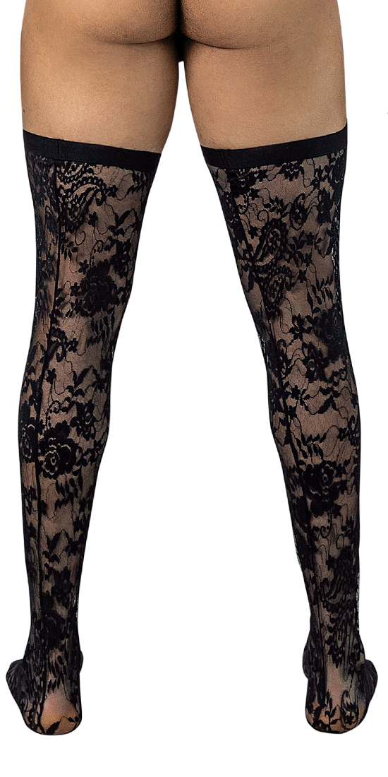 Candyman 99968 Lace Thigh Highs Black