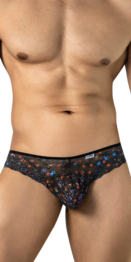 Candyman 99975 Printed Mesh Thongs Black