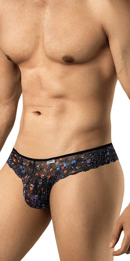 Candyman 99975 Printed Mesh Thongs Black