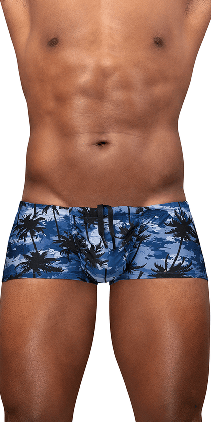 Ergowear Ew1825 Tropical Camo Palm Print Swim Trunks Dark Blue-palms