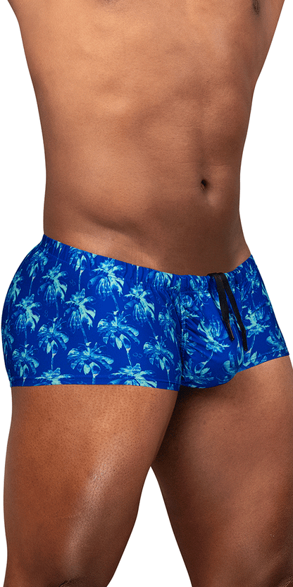 Ergowear Ew1827 Electric Blue Palm 4-way Stretch Swim Trunks Royal Blue-palms