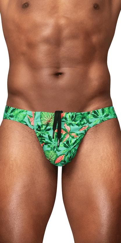 Ergowear Ew1828 Vibrant Tropical Leaf Print Swim Bikini Aqua-leaves