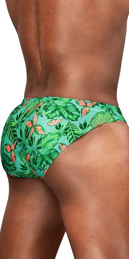 Ergowear Ew1828 Vibrant Tropical Leaf Print Swim Bikini Aqua-leaves