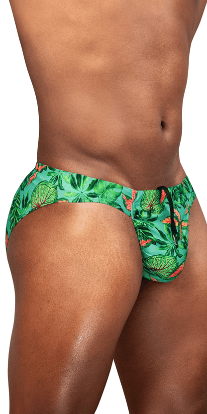 Ergowear Ew1828 Vibrant Tropical Leaf Print Swim Bikini Aqua-leaves