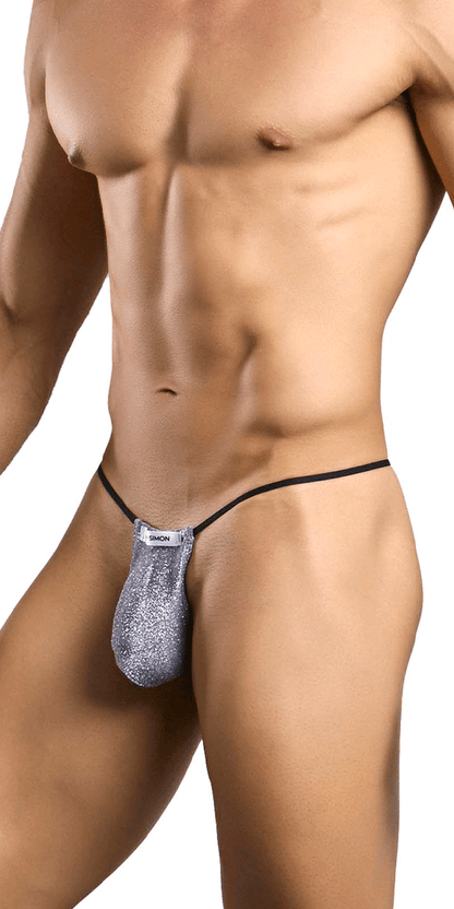 Justin+simon Xsj02 Silky G-string Bulge Lurex Gray