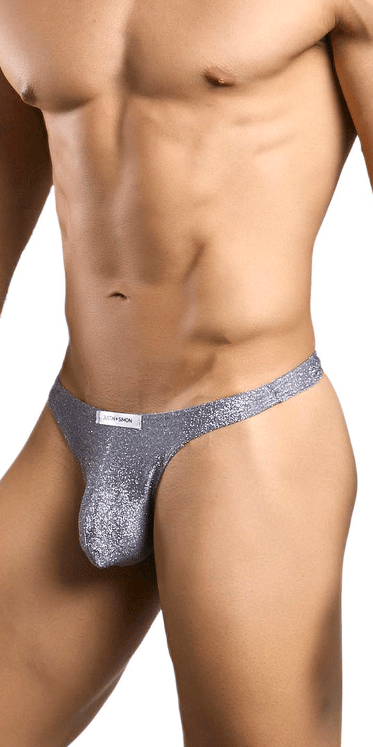 Justin+simon Xsj03 Silky Sexy Thongs Lurex Gray