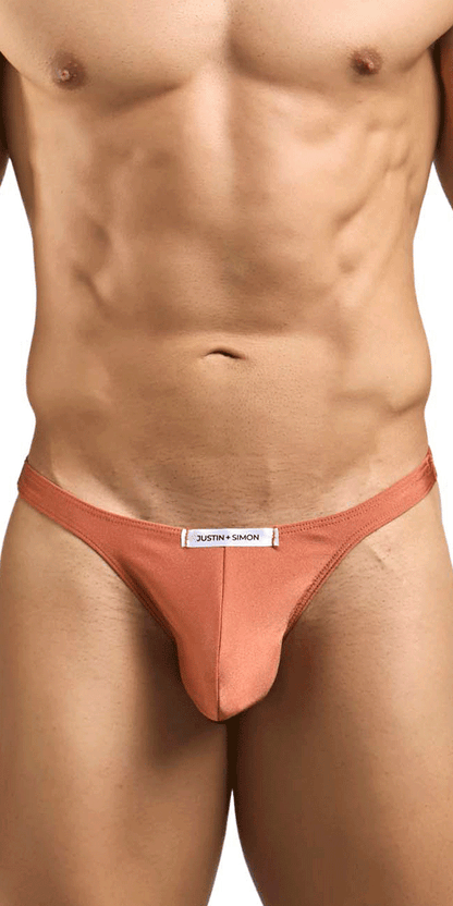 Justin+simon Xsj03 Silky Sexy Thongs Ochre
