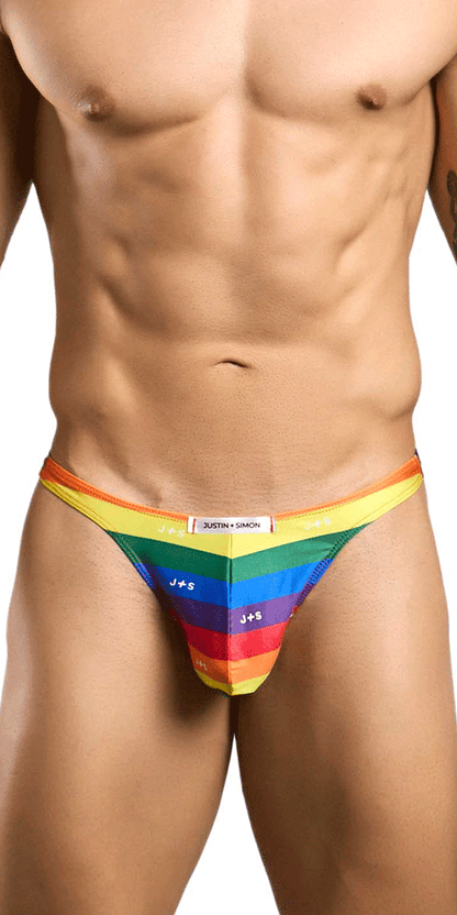 Justin+simon Xsj03 Silky Sexy Thongs Pride Flag