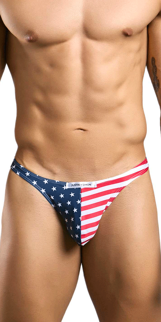 Justin+simon Xsj03 Silky Sexy Thongs Usa Flag