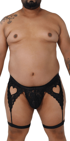 Candyman 99310x Lace Garter Thongs Black