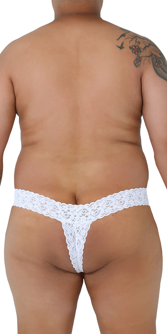 Candyman 99315x  Peek A Boo Lace Thongs White