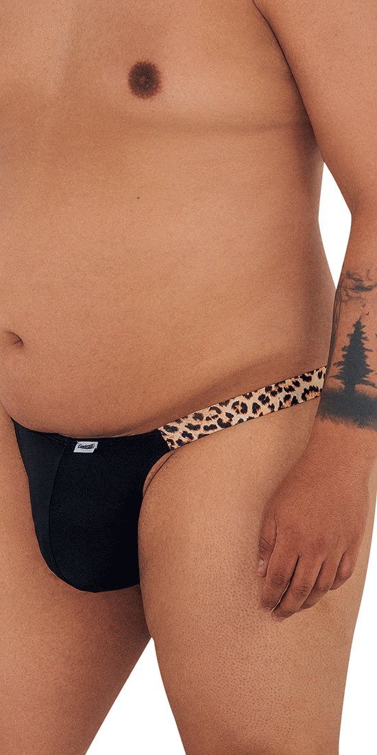 Candyman 99536x Bikini Jockstrap Black-animal Print