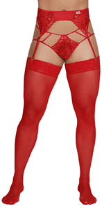 Candyman 99550 Lace Garter-jockstrap Outfit  Red