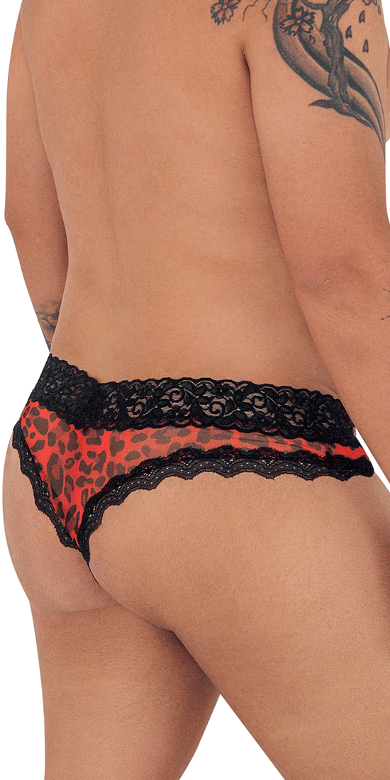 Candyman 99596x Mesh-lace Thongs Leopard Print