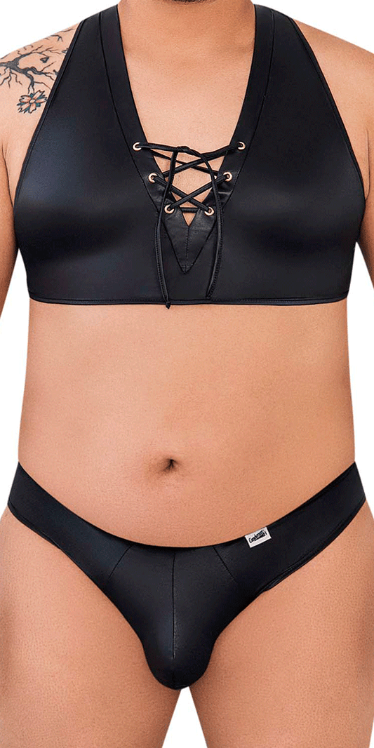 Candyman 99628x Criss-cross Top And Brief Set Black