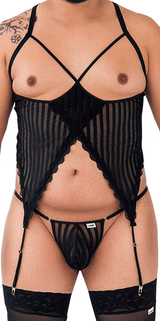 Candyman 99654x Mesh Two Piece Set Black