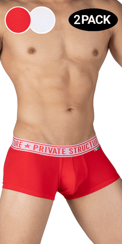 Private Structure Eput4386 2pk Mid Waist Trunks Red-white