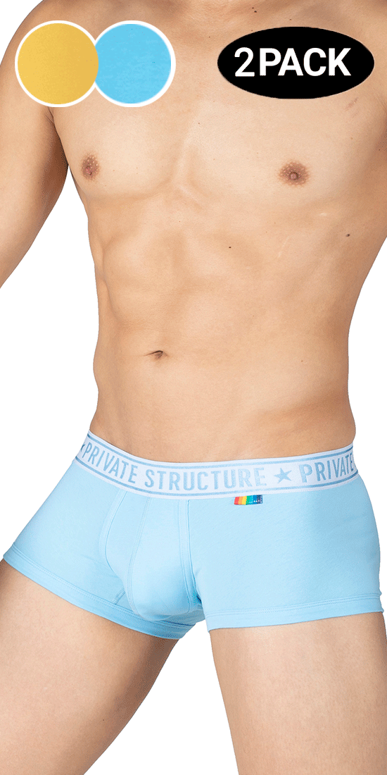 Private Structure Eput4386 2pk Mid Waist Trunks Yellow-blue