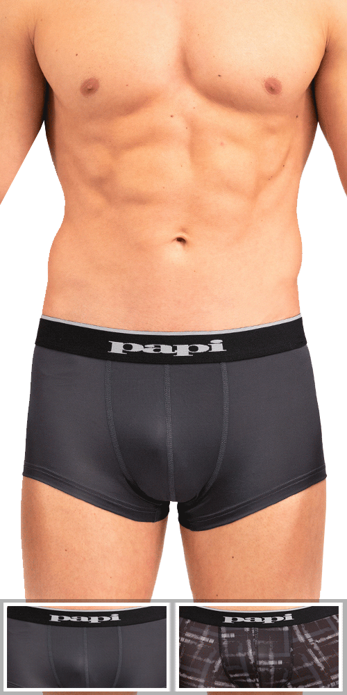 Papi Mpa005 2pk Brazilian Trunks Black-gray – MensUnderwearStore