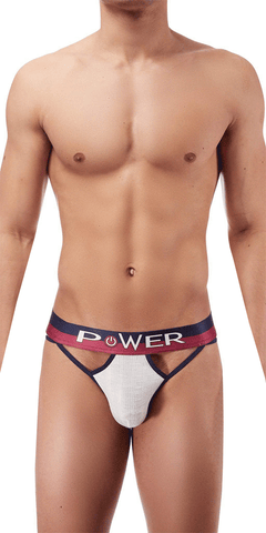 Male Power French Terry Cutout Thong In Ivory