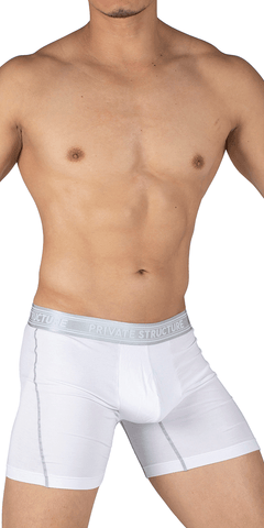 Private Structure Pbut4380 Bamboo Mid Waist Boxer Briefs Bright White