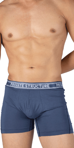 Private Structure Pbut4380 Bamboo Mid Waist Boxer Briefs Citadel Blue