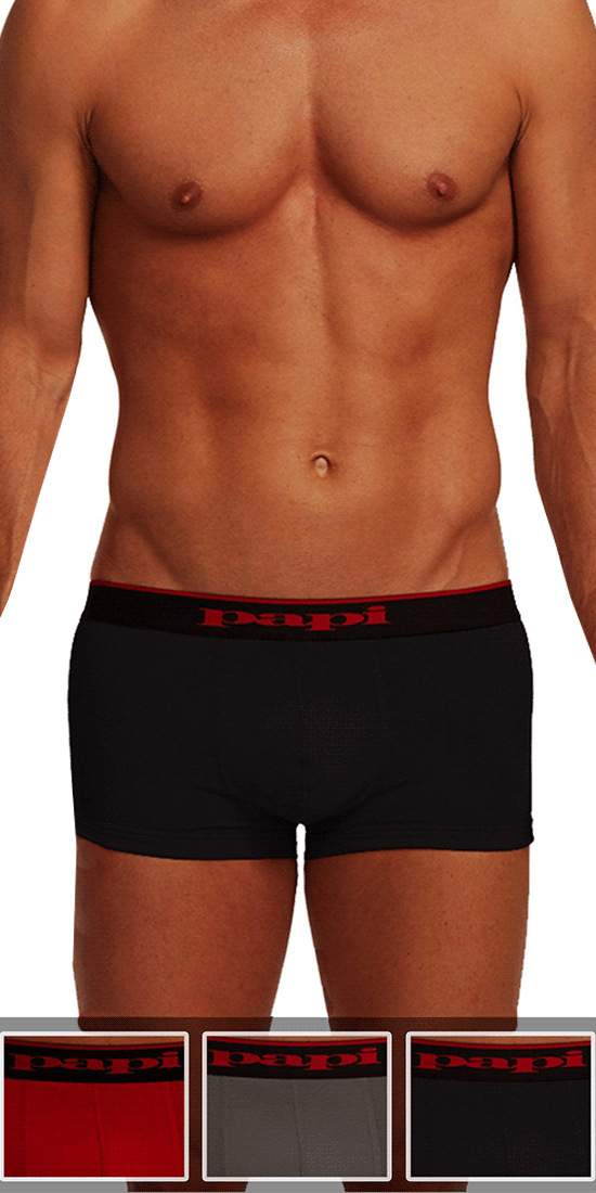 Papi 980501-950 3pk Cotton Stretch Brazilian Solids Red-gray-black