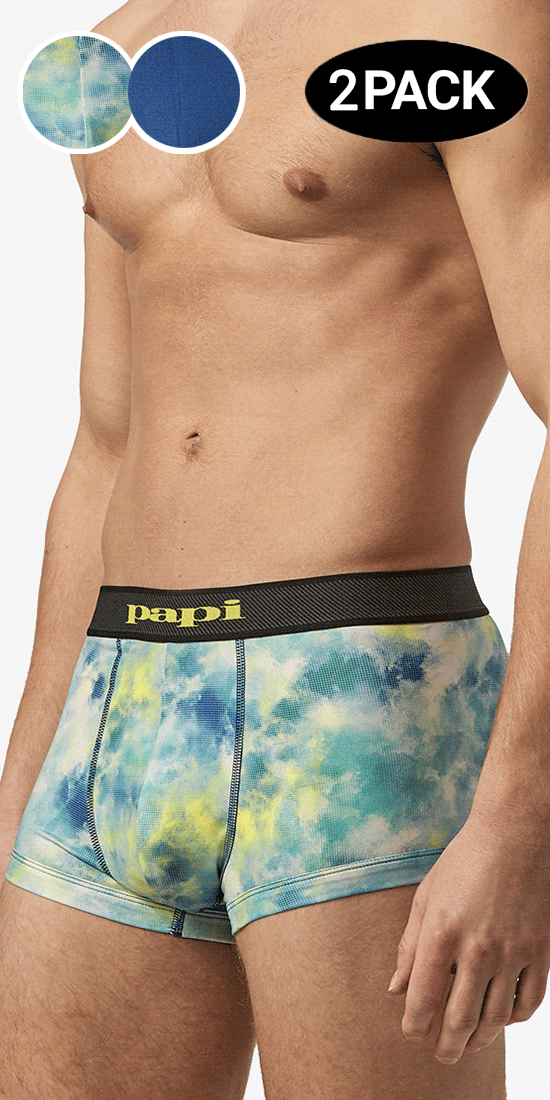 Papi Umpa074 2er-Pack brasilianische Microflex-Unterhosen, Batikblau