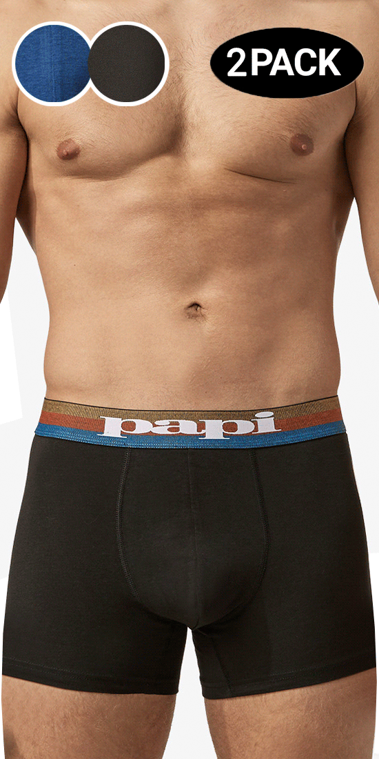 Papi Umpa088 2er-Pack Microflex brasilianische Boxershorts blau-schwarz