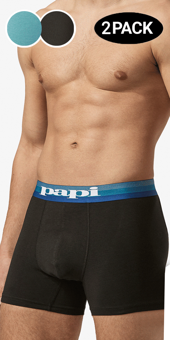 Papi Umpa088 2pk Microflex Brazilian Boxer Briefs Turquoise-black