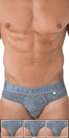 Xtremen 91031-3 3pk Piping Thongs Jasper Gray