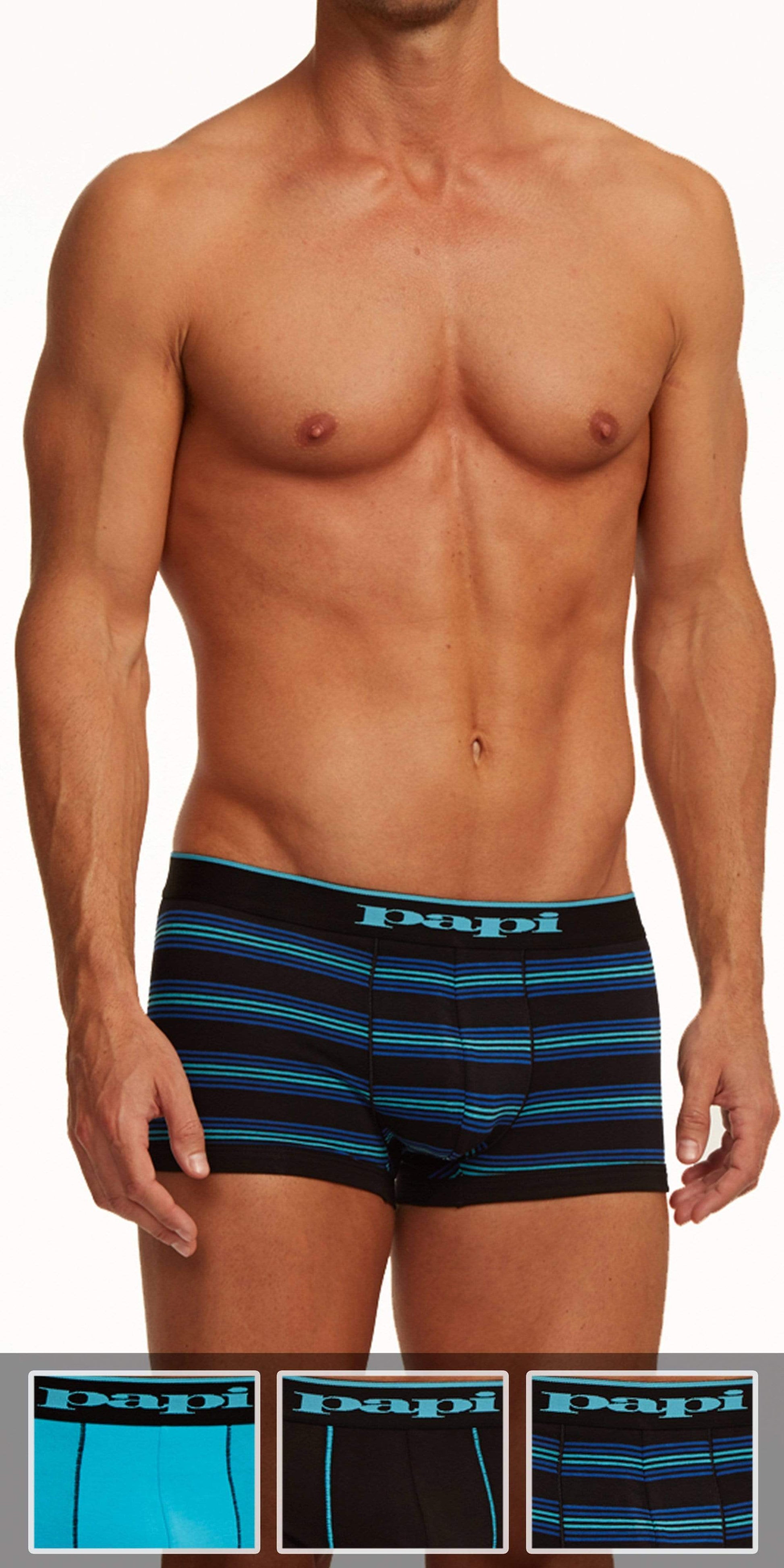 Papi 980503-969 3pk Cotton Stretch Brazilian Yarndye Band Stripe Turqu –   - Men's Underwear and Swimwear